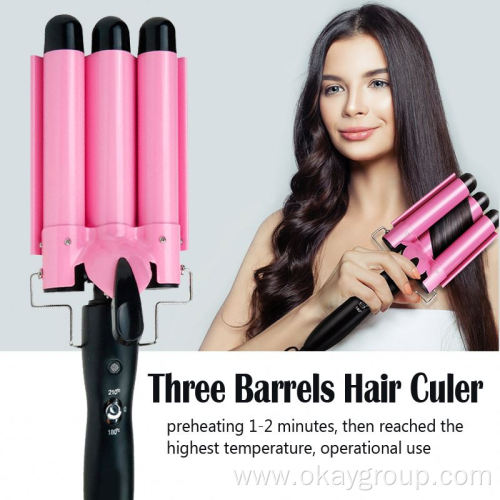 three barrel ceramic Ionic big wave curler automatic